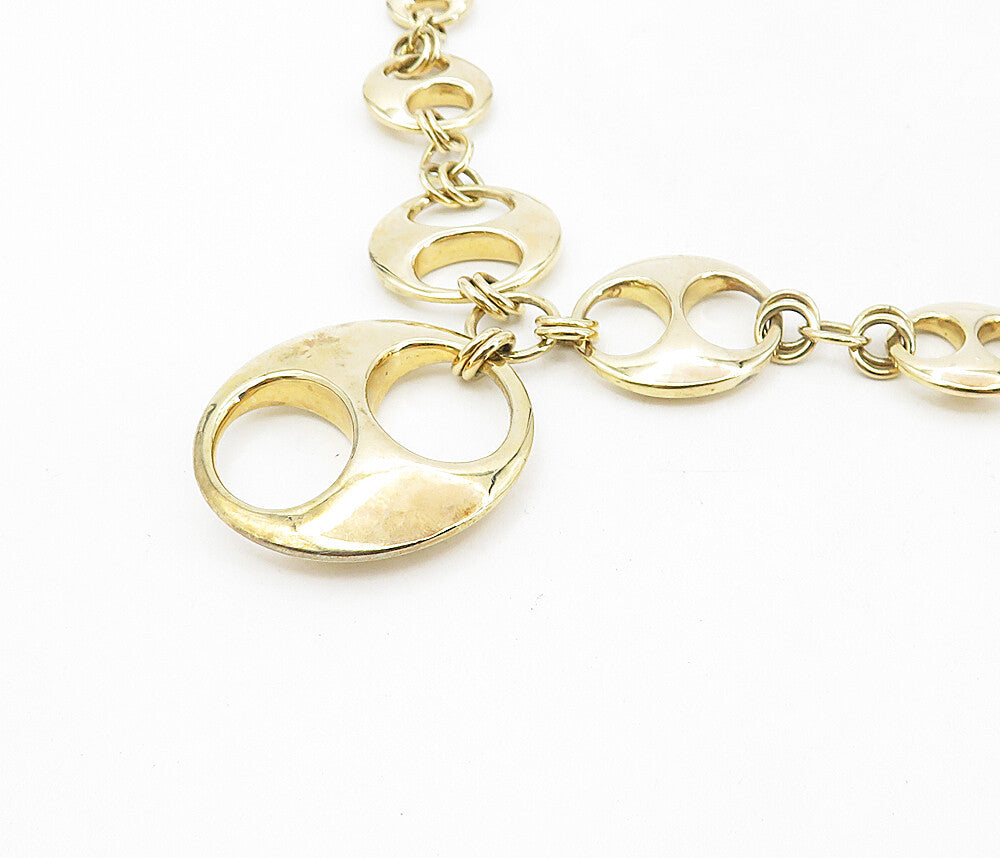 ROSS SIMON 925 Silver  Shiny Gold Plated Round Link Chain Necklace  NE1573