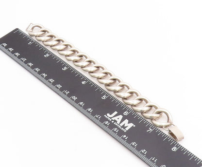 925 Sterling Silver Vintage Bracelet POLAND Chunky Curb Link Solid Chain BT11441