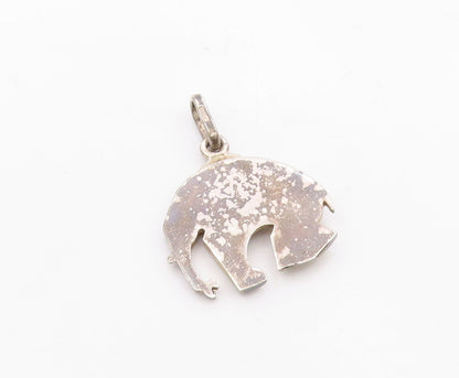 925 Sterling Silver  Vintage Shiny Elephant Animal Motif Drop Pendant  PT15117
