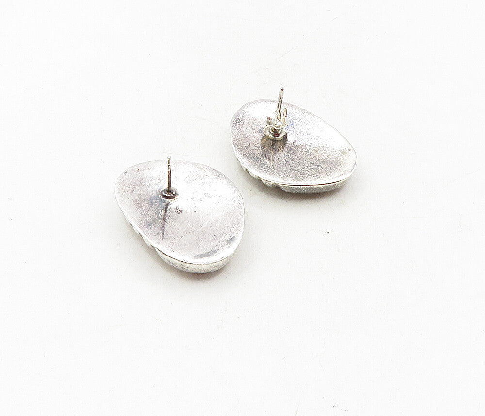 925 Sterling Silver  Vintage Shiny Fluted Detail Hollow Drop Earrings  EG4707