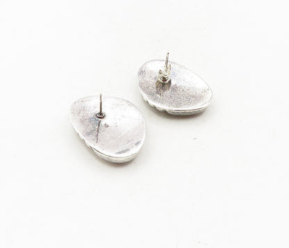 925 Sterling Silver  Vintage Shiny Fluted Detail Hollow Drop Earrings  EG4707