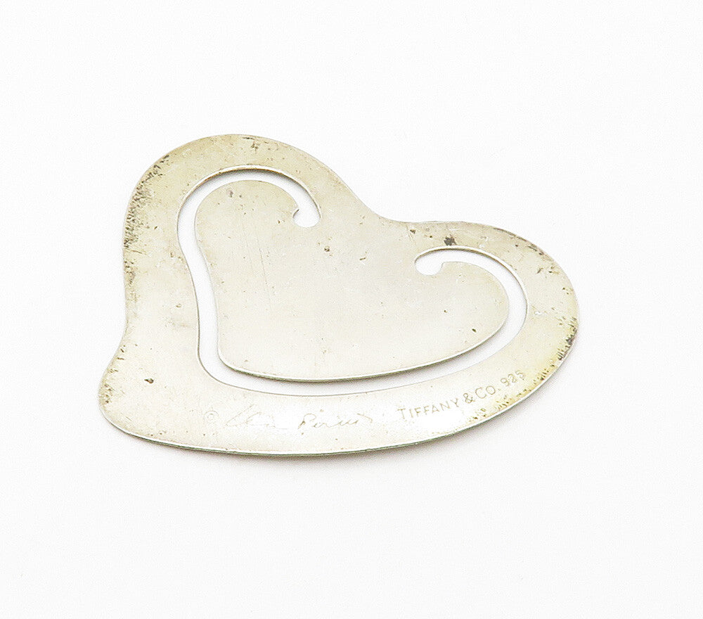 TIFFANY & CO. 925 Sterling Silver  Vintage Love Heart Motif Book Mark  TR2180