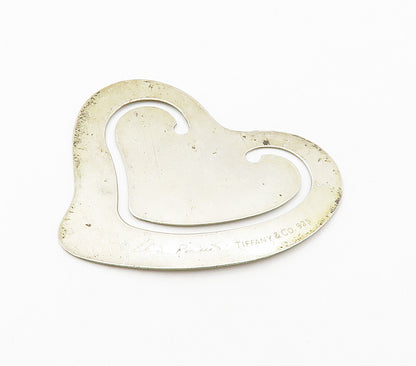TIFFANY & CO. 925 Sterling Silver  Vintage Love Heart Motif Book Mark  TR2180