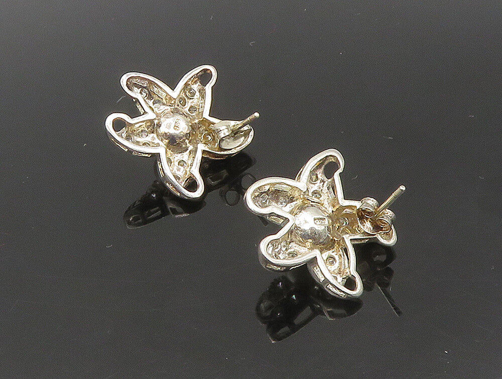 925 Silver  Vintage Cultured Pearl & Topaz Starfish Drop Earrings  EG11499