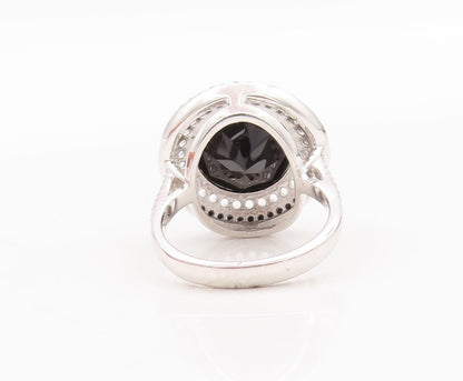925 Sterling Silver Vintage Ring Round Spinel Halo Topaz Inlay  Sz 7  RG29644