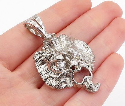 925 Sterling Silver  Vintage Cubic Zirconia Sculpted Face Pendant  PT3694