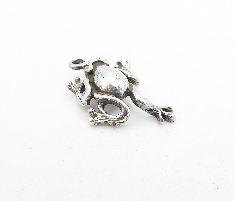 925 Sterling Silver  Vintage Petite Shiny Frog Motif Drop Pendant  PT3940
