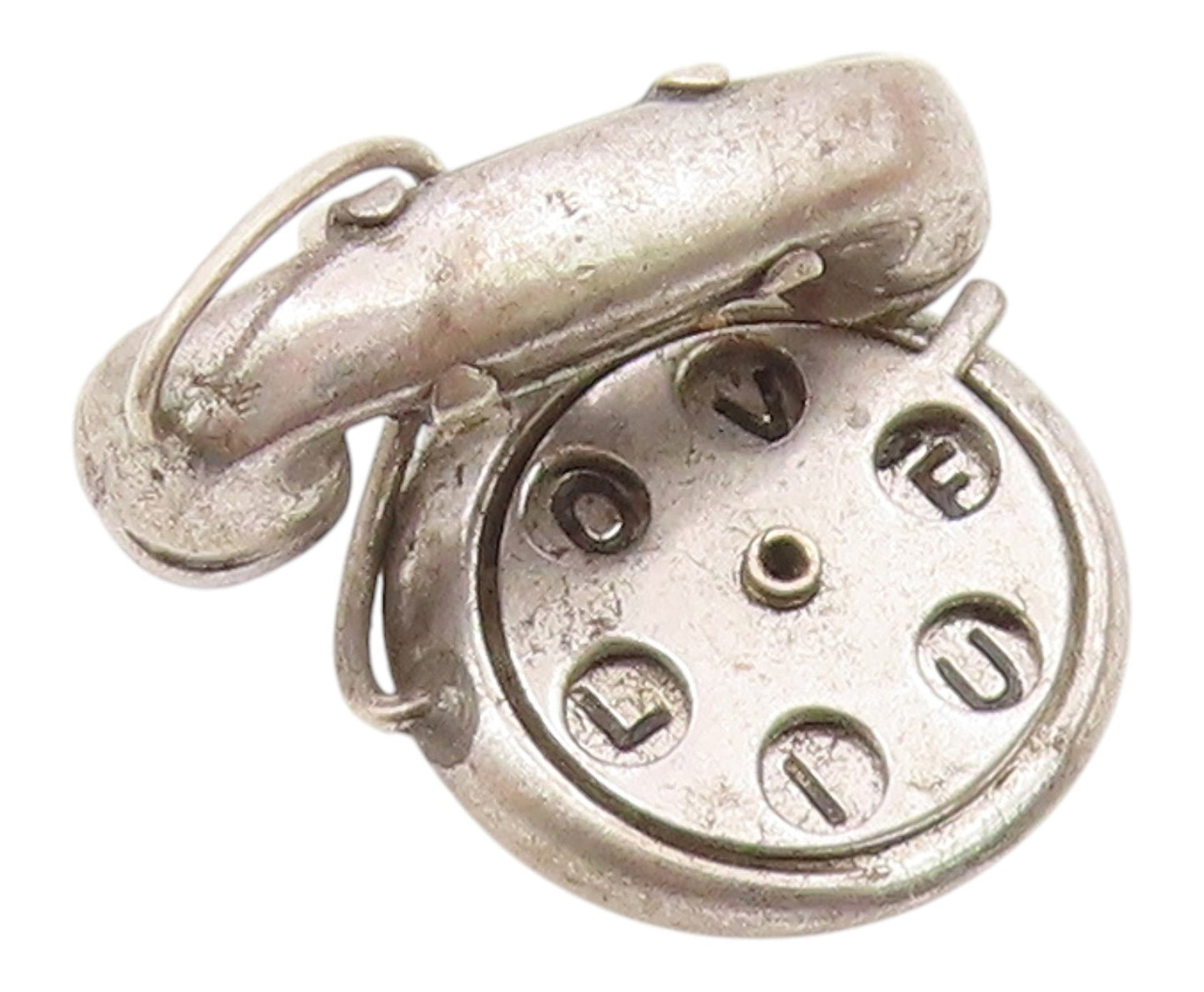 925 Sterling Silver  Vintage Petite Old Fashioned Telephone Pendant  PT18386