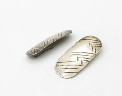 WOODS 925 Sterling Silver Vintage Etched Detail Dark Tone Drop Earrings EG8312