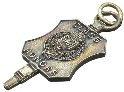 925 Sterling Silver  Vintage Oxidized Class Honors Academic Pendant  PT8893