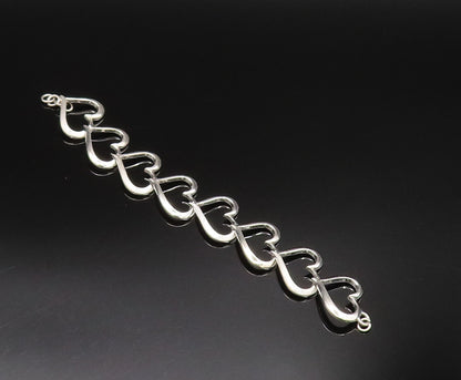 925 Silver  Vintage Genuine Diamonds Accent Open Love Heart Bracelet  BT9662