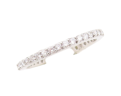 925 Sterling Silver Vintage Ring Minimalist CZ Inlay Band  Sz 7  RG30779
