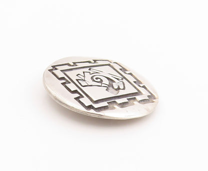 925 Sterling Silver Vintage Brooch Ancient Etched Geometric Maze Design  BP11835