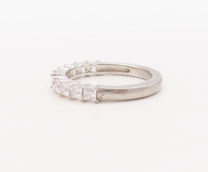 925 Sterling Silver Vintage Ring Stackable Green & White Topaz  Sz 7  RG29786