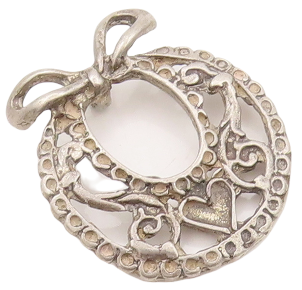 925 Sterling Silver Vintage Pendant Victorian Design Swirly Carved  PT23179
