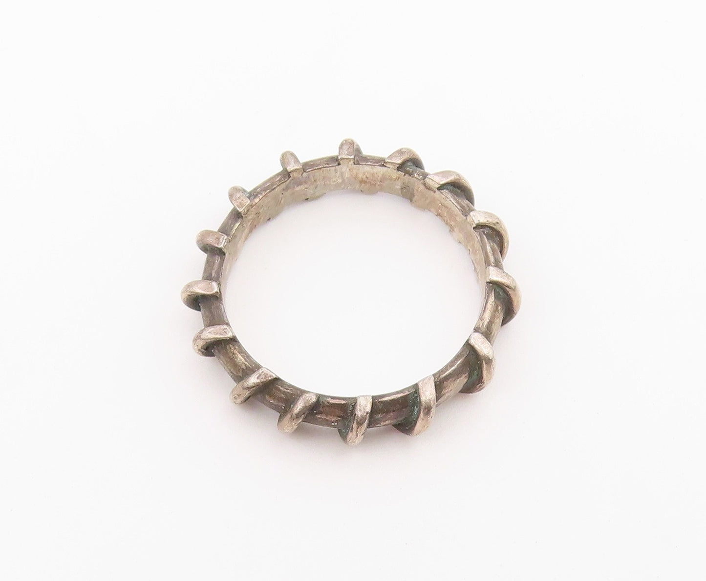 925 Sterling Silver Vintage Ring Brutalist Wrapped Coil Band  Sz 9  RG36649