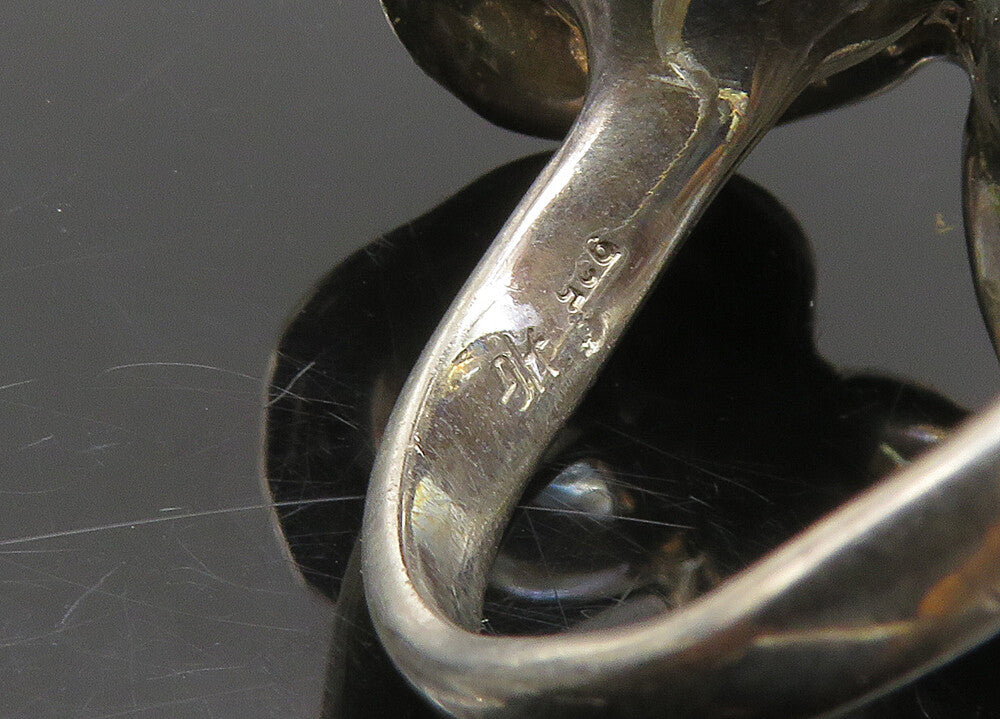 HAGIT GORALI ISRAEL 925 Silver  Vintage Pearls Cocktail Ring Sz 7  RG23248
