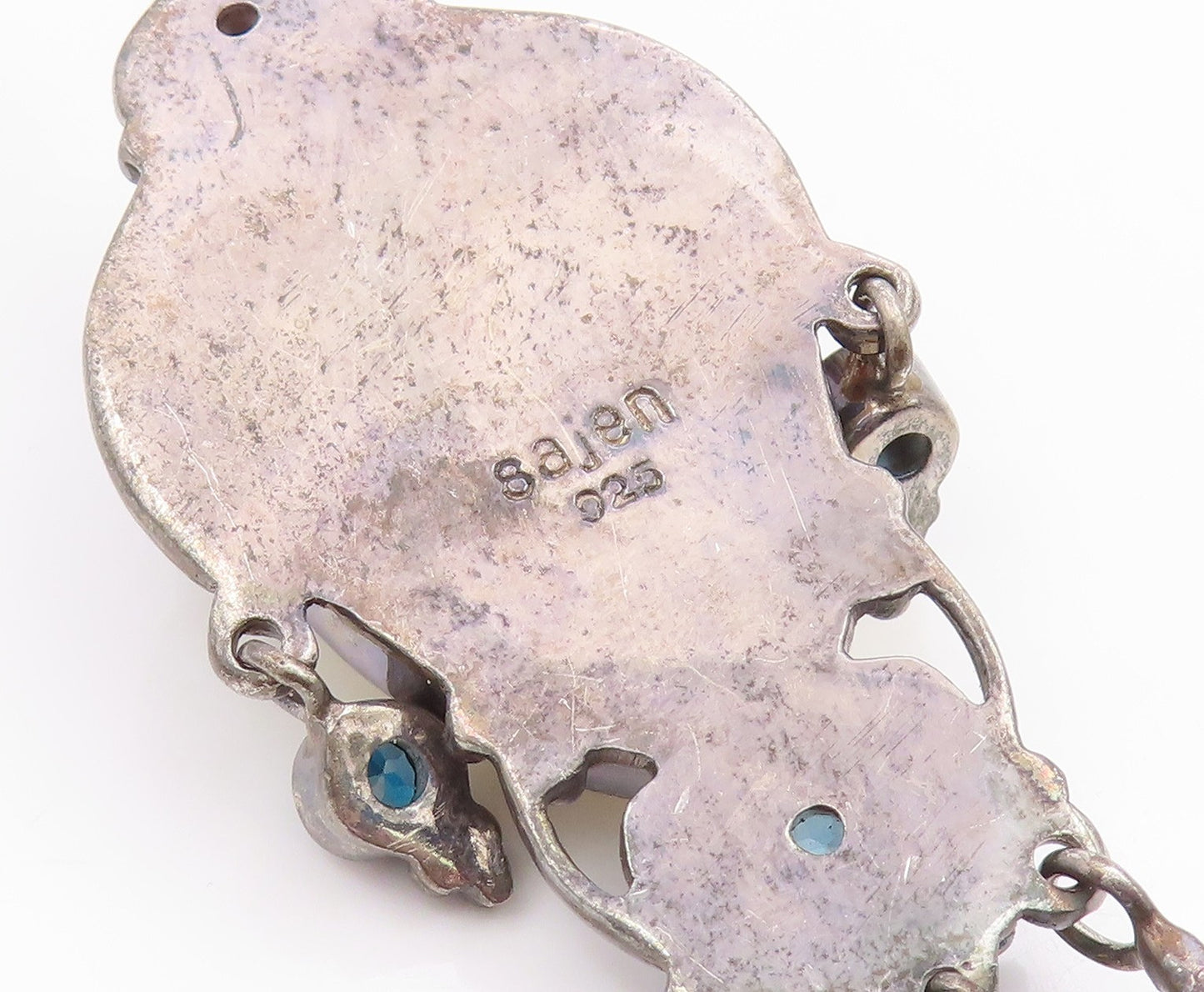 925 Sterling Silver Vintage Pendant SAJEN Multi Gemstone Bali Goddess  PT26098