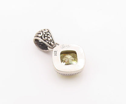 SARDA 925 Silver  Vintage Faceted Cubic Zirconia Floral Bail Pendant  PT19497