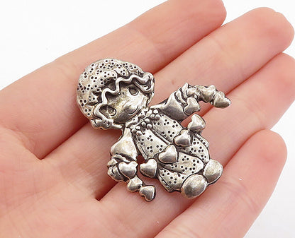 MEXICO 925 Sterling Silver  Vintage Love Heart Little Girl Brooch Pin  BP2102
