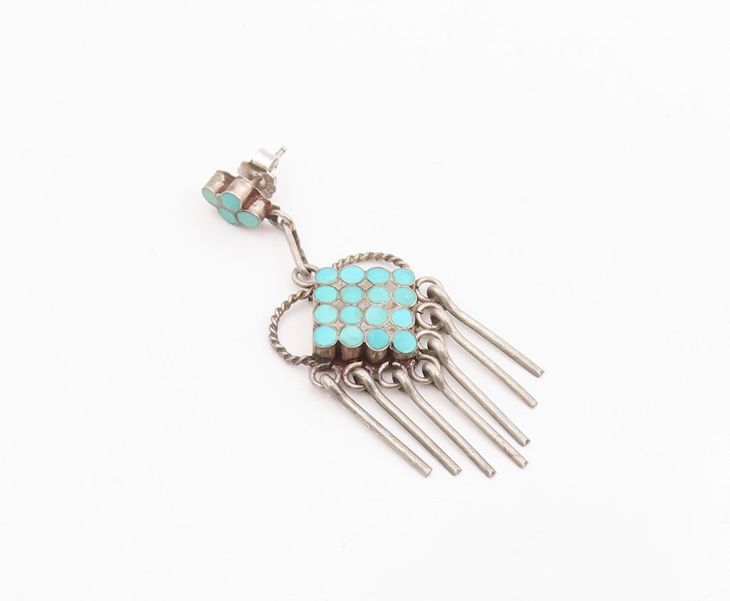 925 Sterling Silver Vintage Earrings NAVAJO ZUNI Gemstone Single Lot  EG14288