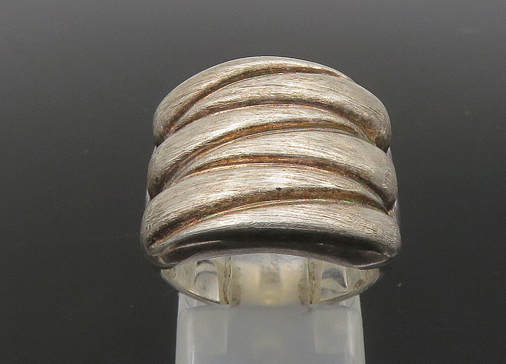 925 Sterling Silver  Vintage Fluted Square Design Band Ring Sz 6  RG23198