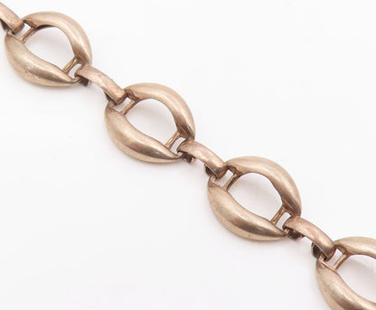 925 Sterling Silver Vintage Necklace Elegant Puffed Mariner Link Choker  NE4833
