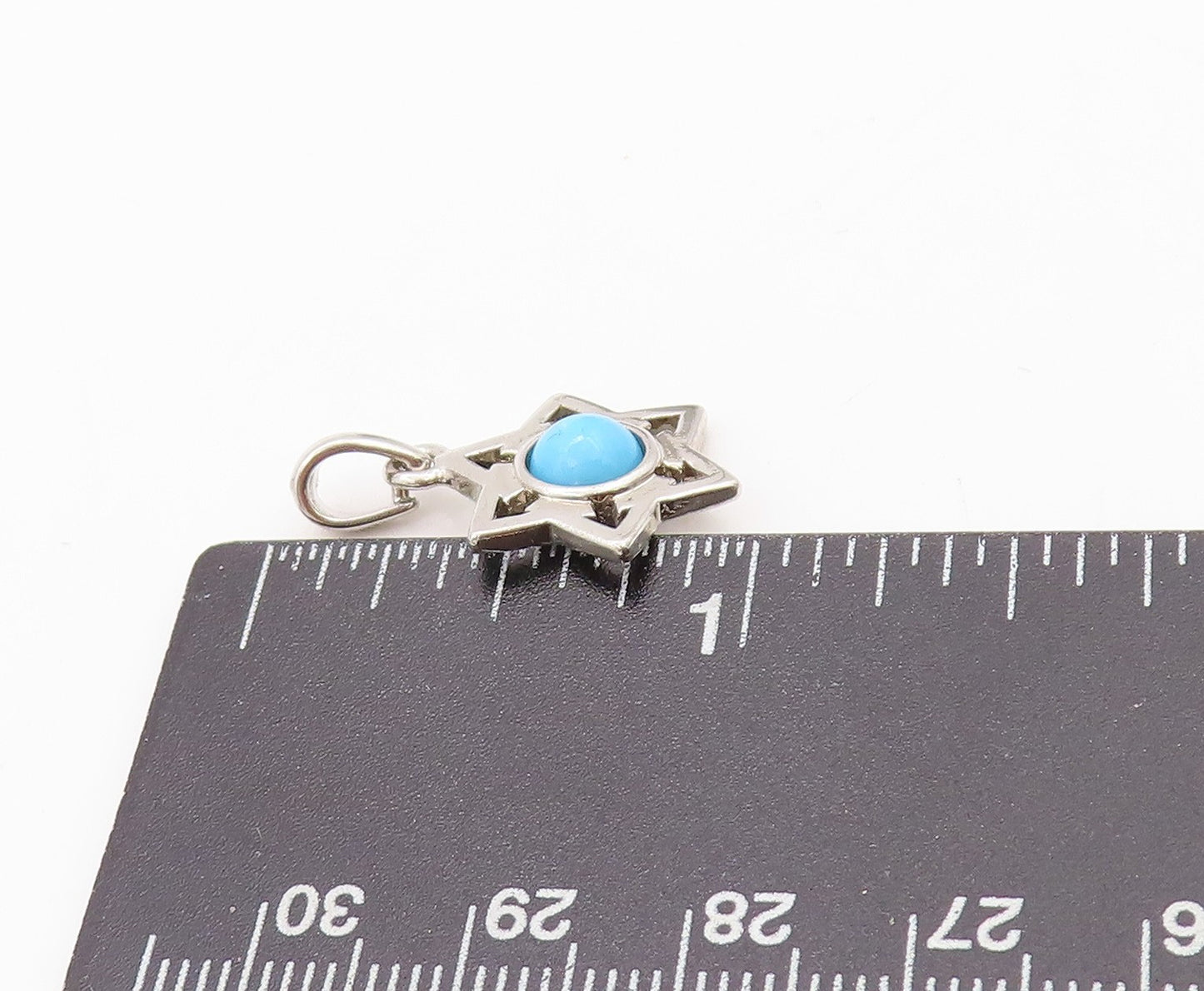 925 Sterling Silver Vintage Pendant Cabochon Larimar 6 Way Arrow Star  PT24604