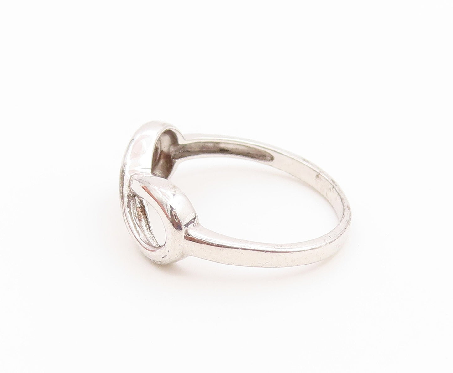 925 Sterling Silver Vintage Ring Two Tone Infinity Love Heart  Sz 6.5  RG36896