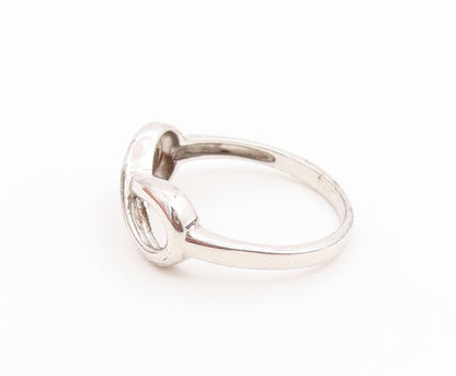 925 Sterling Silver Vintage Ring Two Tone Infinity Love Heart  Sz 6.5  RG36896