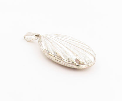925 Sterling Silver Vintage Pendant Textured Clamshell Locket OPENS  PT26446