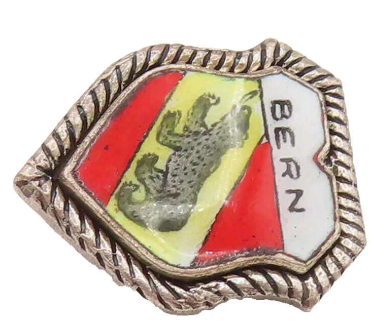 925 Sterling Silver  Vintage Enamel Bern Coat Of Arms Crest Brooch Pin BP10145