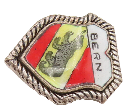 925 Sterling Silver  Vintage Enamel Bern Coat Of Arms Crest Brooch Pin BP10145
