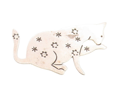 925 Sterling Silver Vintage Brooch MEXICO Star Spangled Cosmic Kitten BP11810