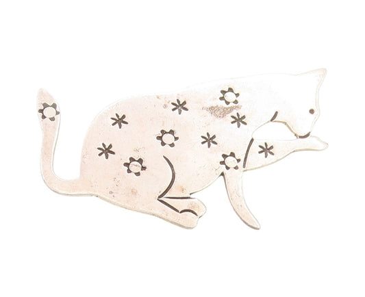 925 Sterling Silver Vintage Brooch MEXICO Star Spangled Cosmic Kitten BP11810