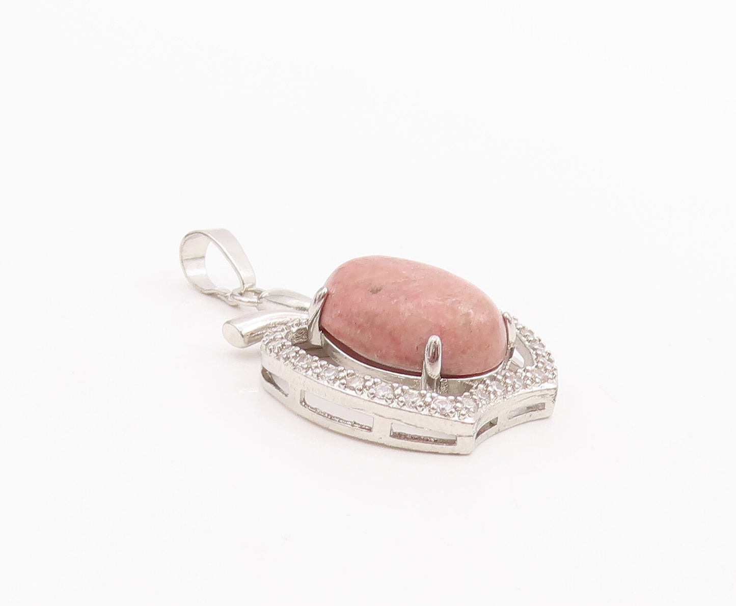 925 Sterling Silver Vintage Pendant Solid 2 Tone Gemstones Beaded Apple PT22842