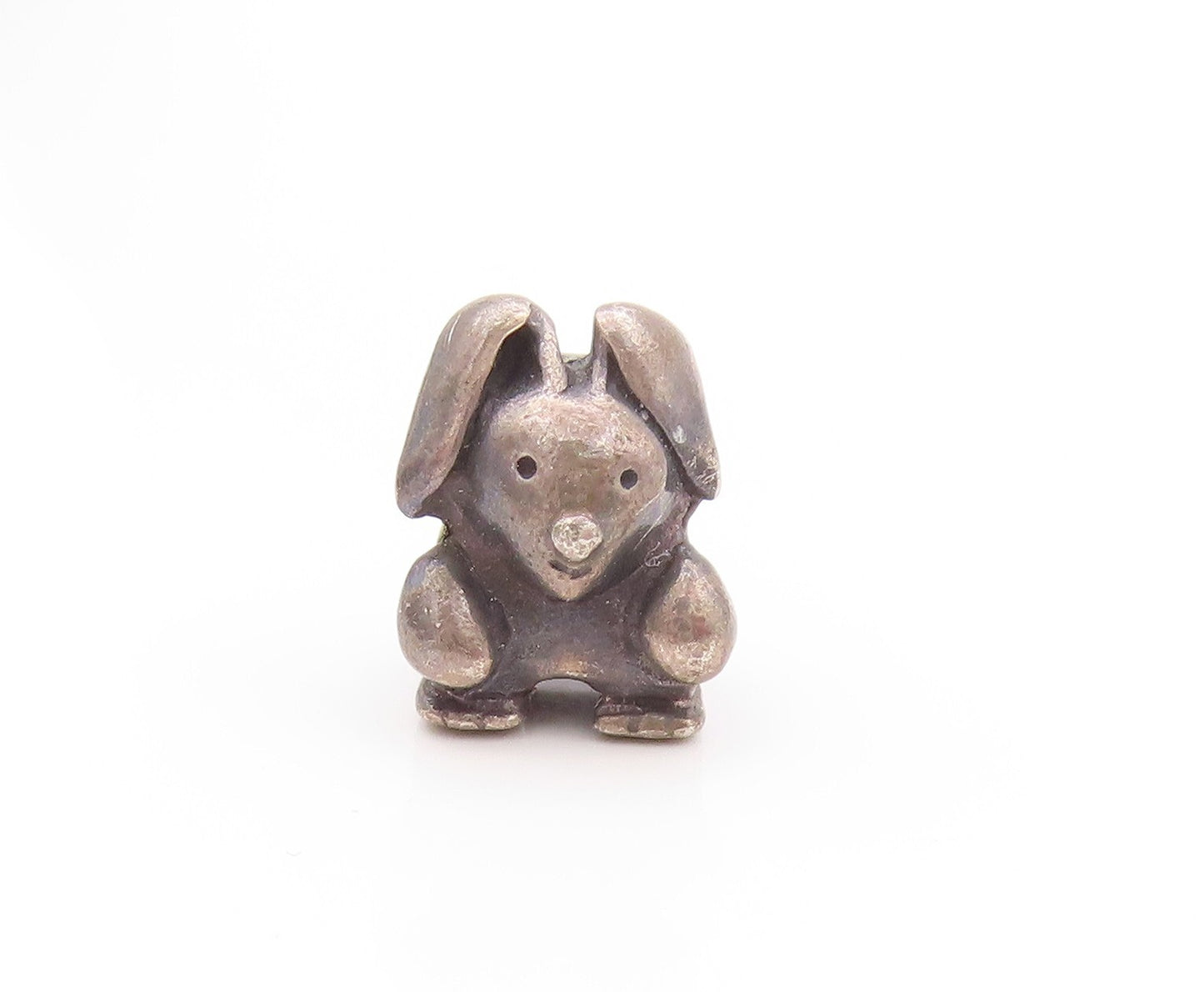 925 Sterling Silver Vintage Pendant PANDORA Dark Tone Rabbit Charm  PT23948