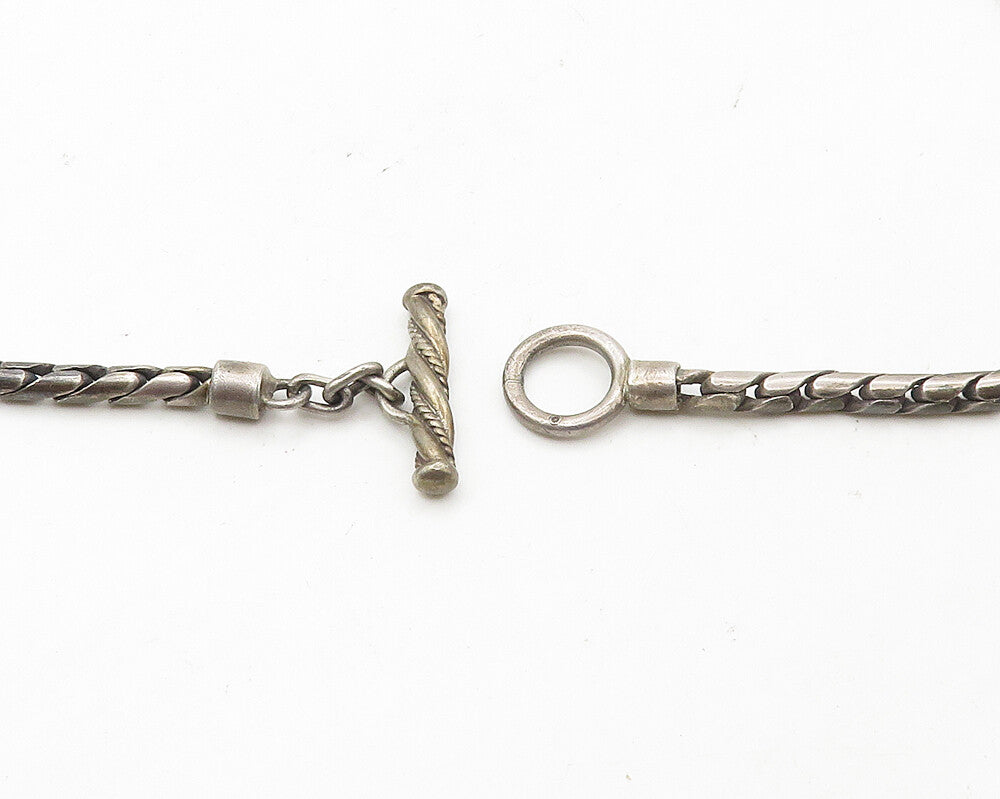 925 Sterling Silver  Vintage Swirl Love Heart Dark Tone Chain Necklace  NE2872