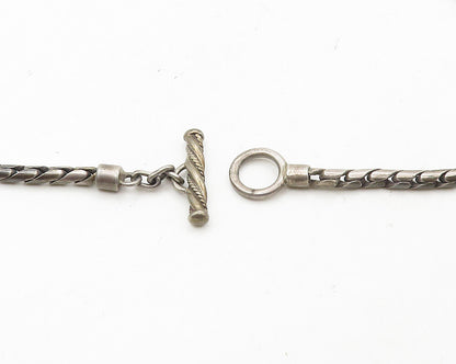 925 Sterling Silver  Vintage Swirl Love Heart Dark Tone Chain Necklace  NE2872