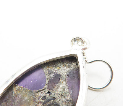 925 Sterling Silver  Amethyst Mosaic Pointed Oval Dangle Earrings  EG3925