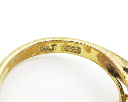 PAJ 925 Silver  Vintage Cubic Zirconia Gold Plated Band Ring Sz 7  RG11614