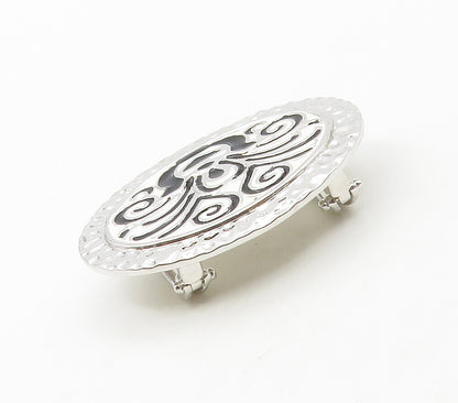 ROSS SIMON 925 Sterling Silver  Shiny Hammered Enamel Patterned Clip  TR2298