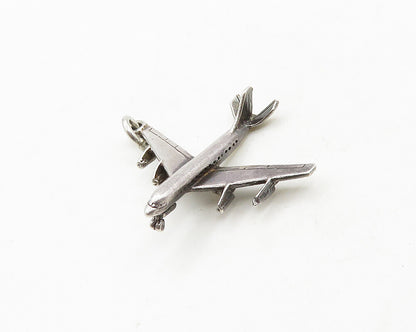 925 Sterling Silver  Vintage Petite Airplane Motif Pendant  PT15538