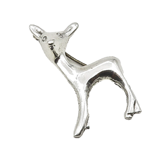 925 Sterling Silver  Vintage Shiny Petite Baby Deer Smooth Brooch Pin  BP6567