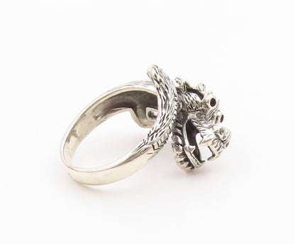 925 Sterling Silver Vintage Ring Chinese Dragon Motif Band  Sz 10.5  RG36223