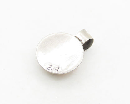 925 Sterling Silver  Vintage Petite Round Orange Jasper Shiny Pendant  PT15435