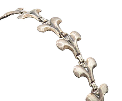 925 Sterling Silver  Vintage Cutout Swirly 2 Petal Flowers Bracelet  BT10079