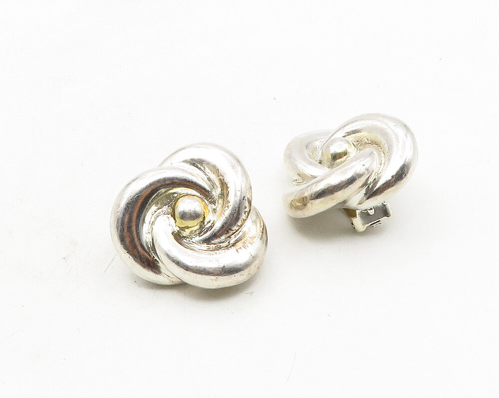 925 Sterling Silver  Vintage Shiny Hollow Flower Non Pierce Earrings  EG5286