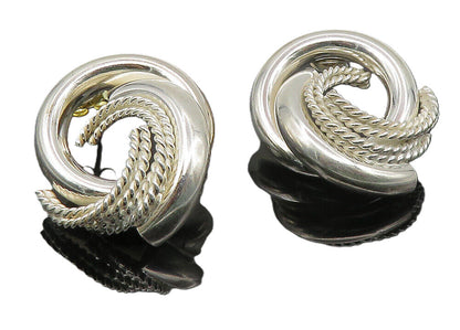 925 Sterling Silver  Shiny Polished Hollow Round Twist Drop Earrings  EG5509