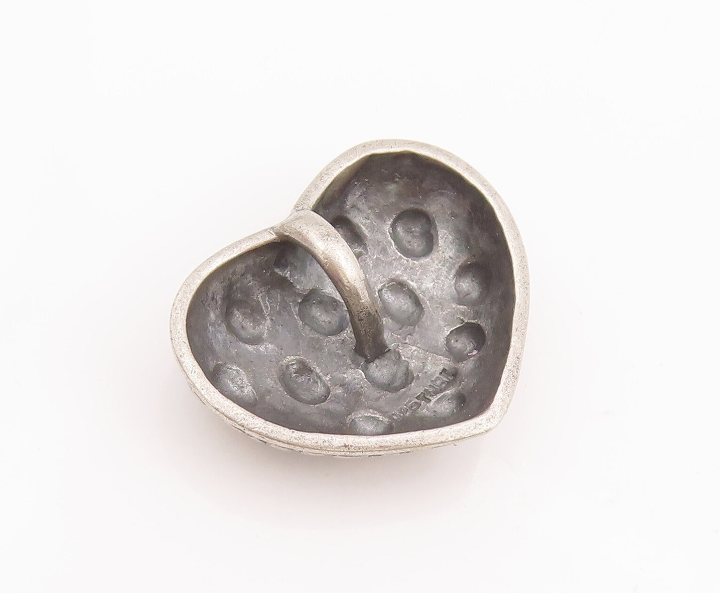 925 Sterling Silver Vintage Pendant Intense Carved Domed Love Heart  PT22877